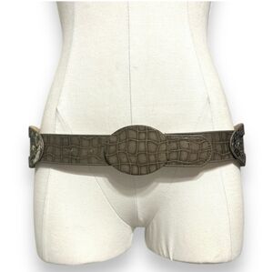 CHICO’S Grey Faux Snakeskin Oval Loop Belt NWOT